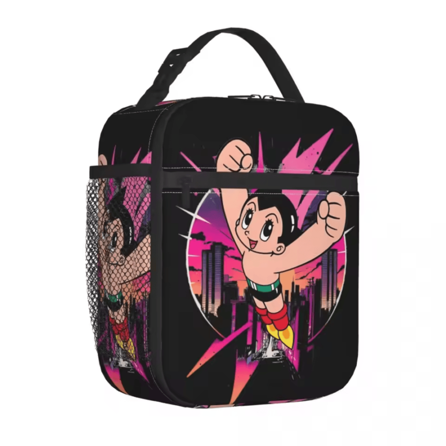 Astro Boy Anime Printed Black Insulated Lunch Bag