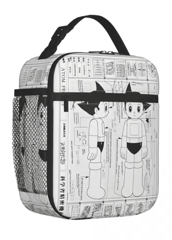 Anime Astro Boy Printed White Insulated Lunch Bag