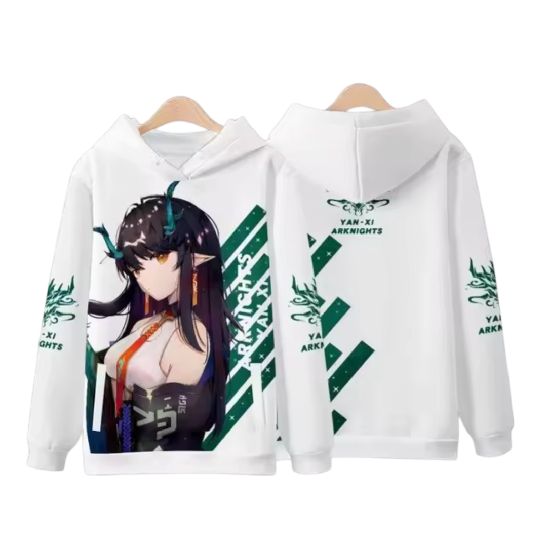Anime Arknights Dusk Long Sleeve White Hoodie Anime Arknights Dusk Long Sleeve White Hoodie