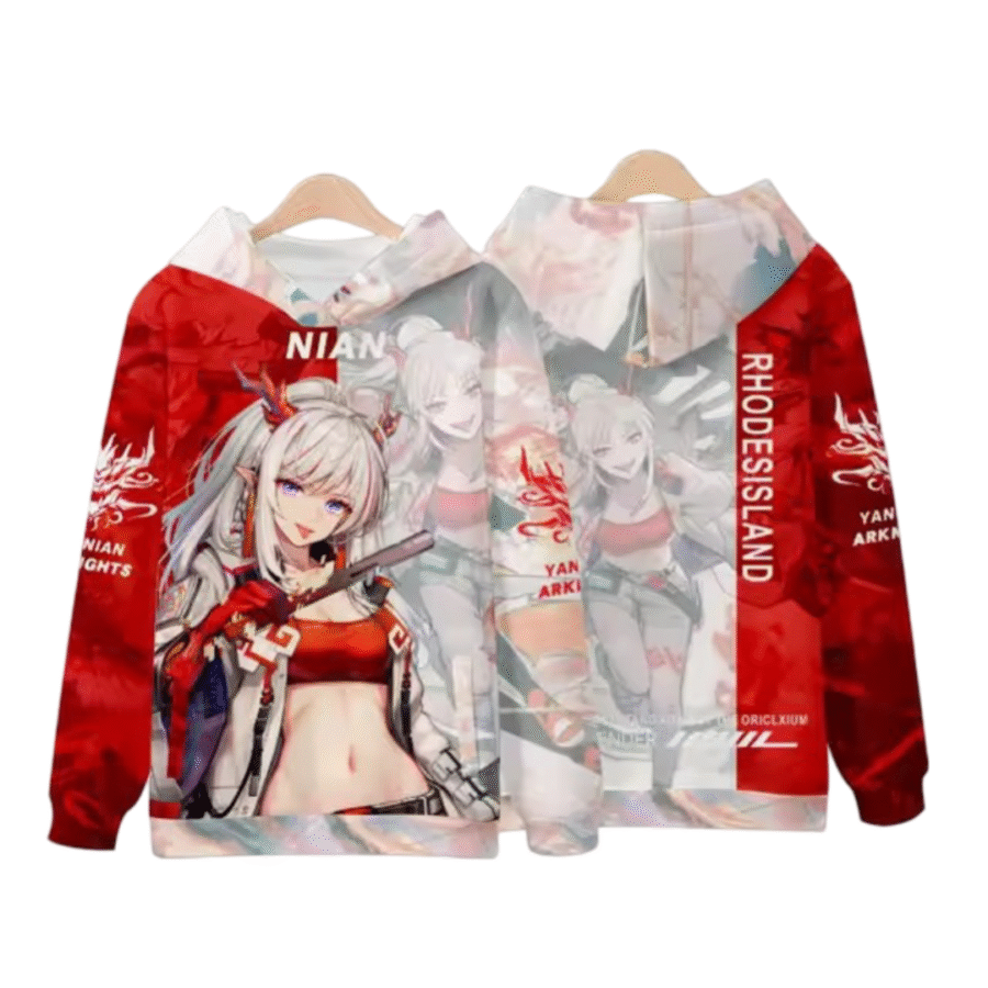 Anime Arknights Nian Red Hoodie