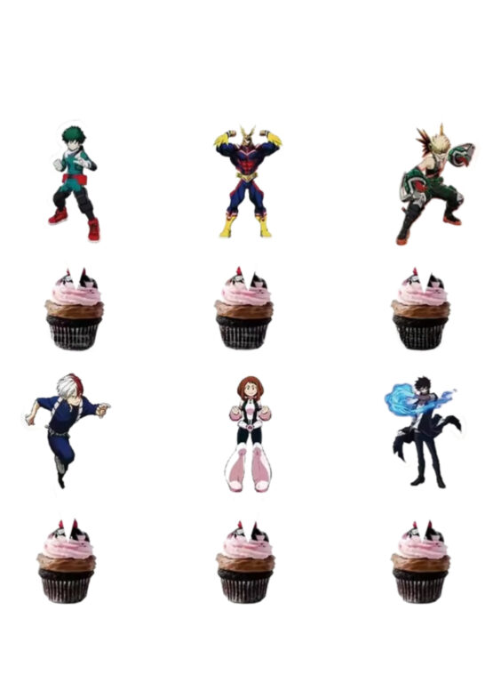 12Pcs Anime My Hero Academia Birthday Party Cake Decorations