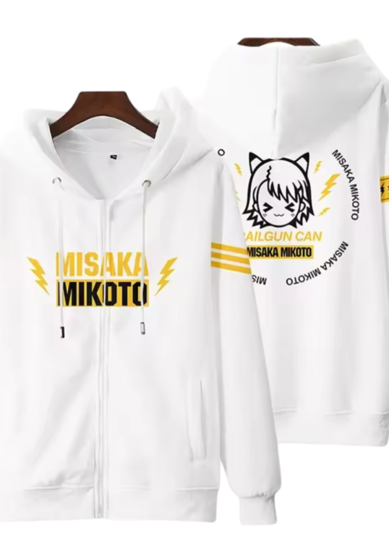 Anime A Certain Magical Index Misaka Mikoto White Zipper Hoodie