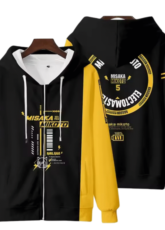 Anime A Certain Magical Index Misaka Mikoto Casual Zipper Hoodie
