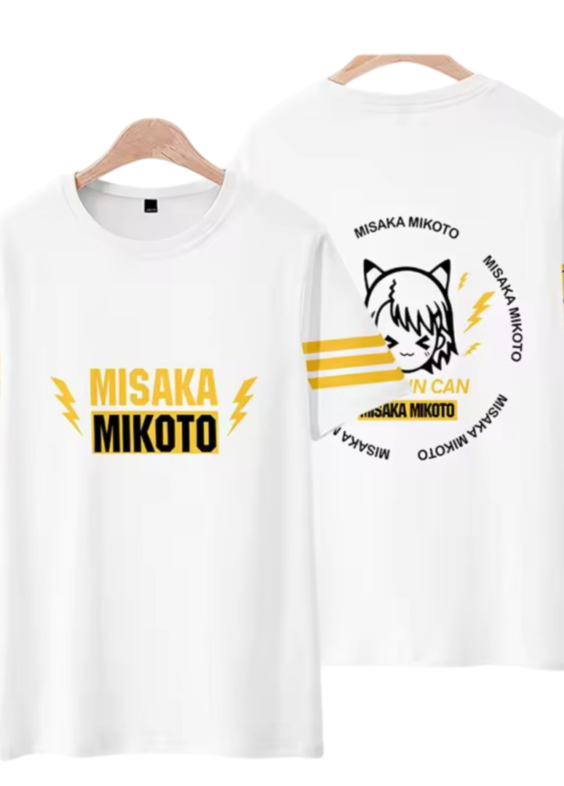 Anime A Certain Magical Index Misaka Mikoto Short Sleeve Casual White T-Shirt