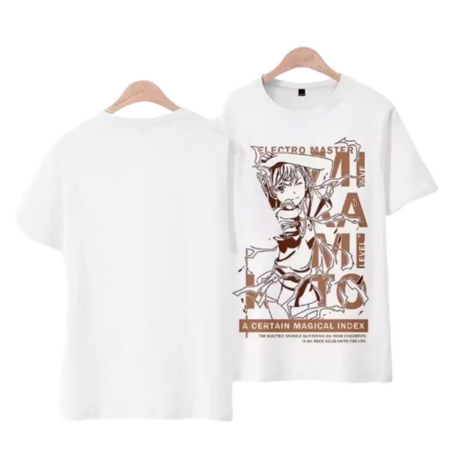 Anime A Certain Magical Index Mikoto Misaka Printed T-Shirt Anime A Certain Magical Index Mikoto Misaka Printed T-Shirt