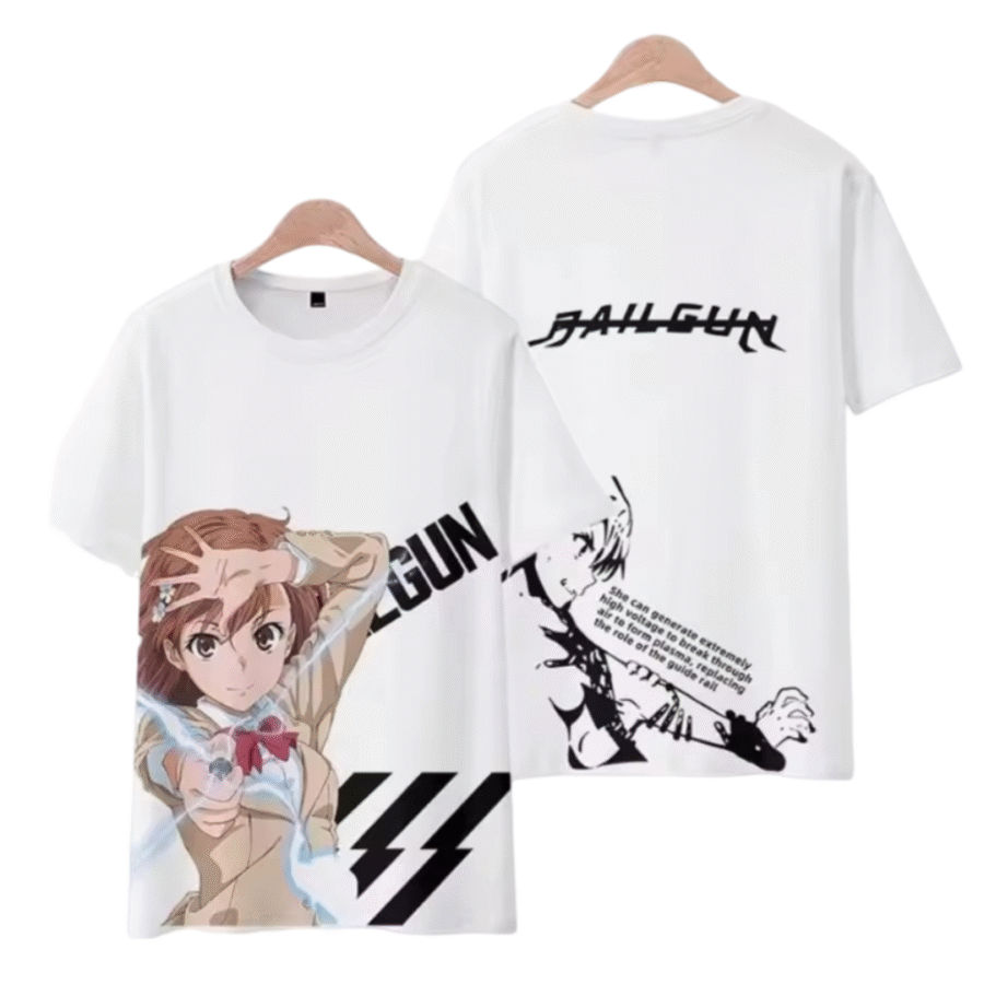 Anime A Certain Magical Index Mikoto Misaka And Accelerator White T-Shirt Anime A Certain Magical Index Mikoto Misaka And Accelerator White T-Shirt