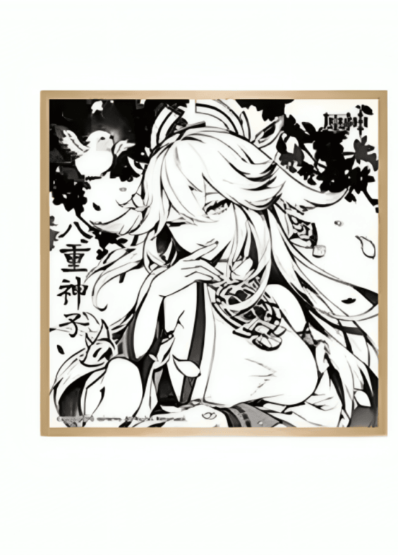 Anime Genshin Impact Raiden Shogun Black And White Shikishi Board