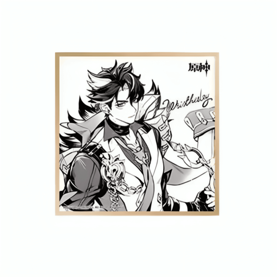 Anime Genshin Impact Wriothesley Black And White Shikishi Board