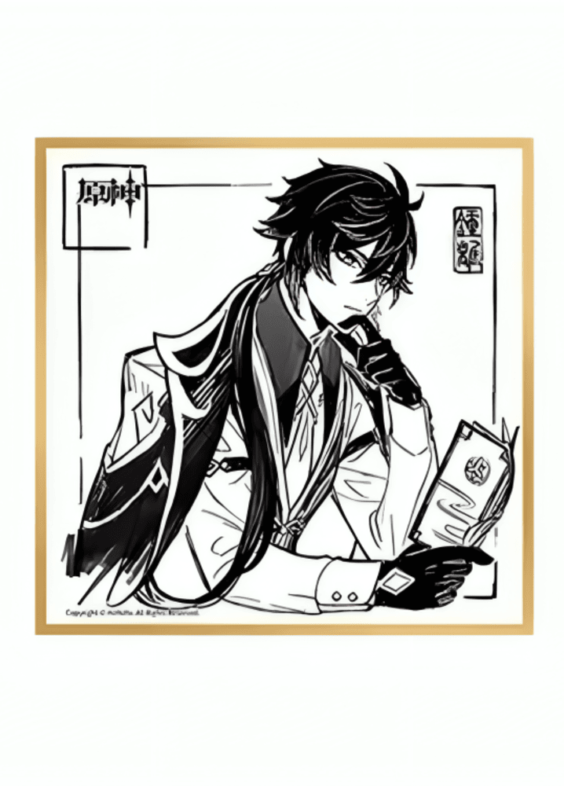 Anime Genshin Impact Zhongli Black And White Shikishi Board