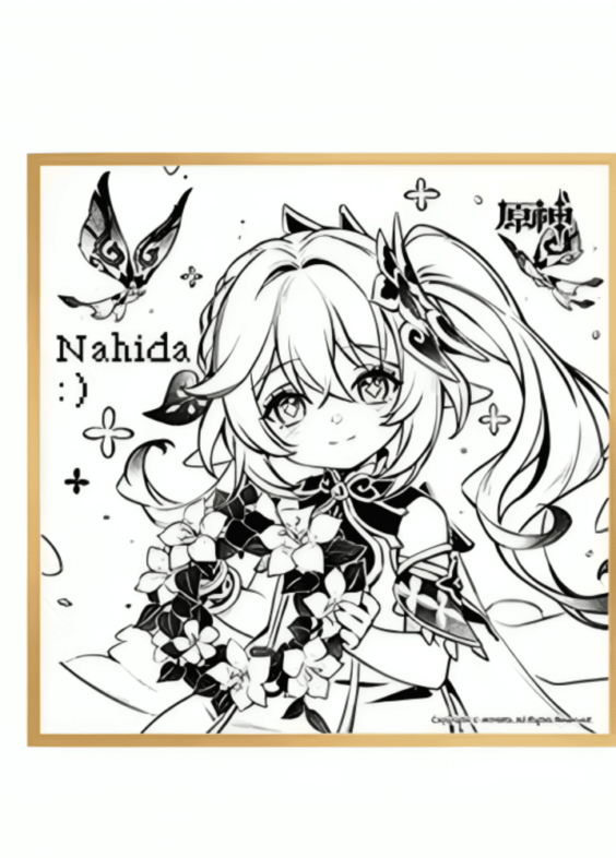 Anime Genshin Impact Nahida Black And White Shikishi Board