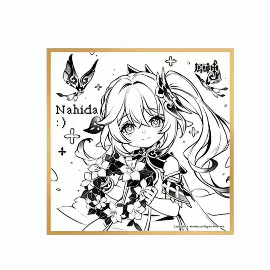 Anime Genshin Impact Nahida Black And White Shikishi Board