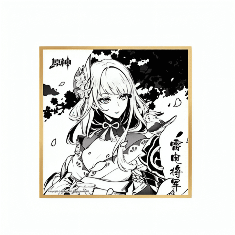 Genshin Impact Anime Raiden Shogun Black And White Shikishi Board Genshin Impact Anime Raiden Shogun Black And White Shikishi Board
