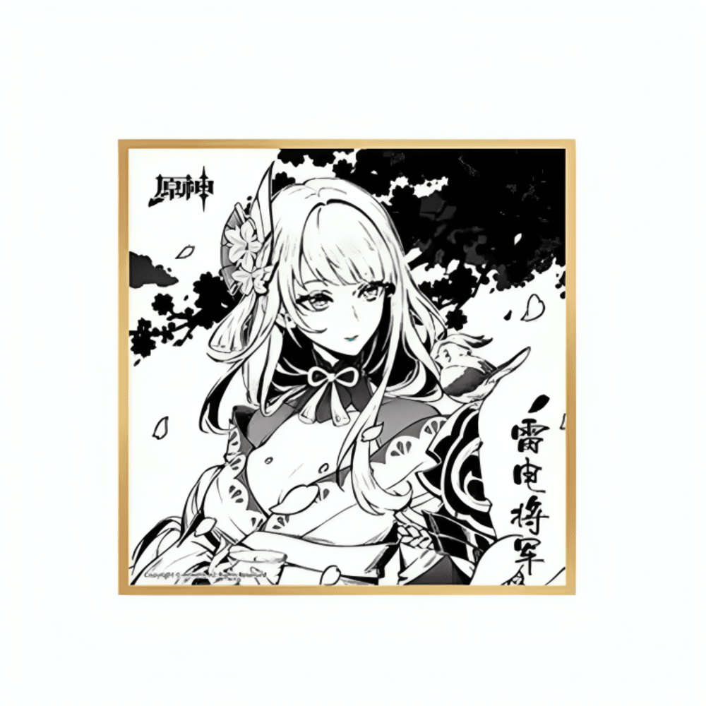 Genshin Impact Anime Raiden Shogun Black And White Shikishi Board Genshin Impact Anime Raiden Shogun Black And White Shikishi Board