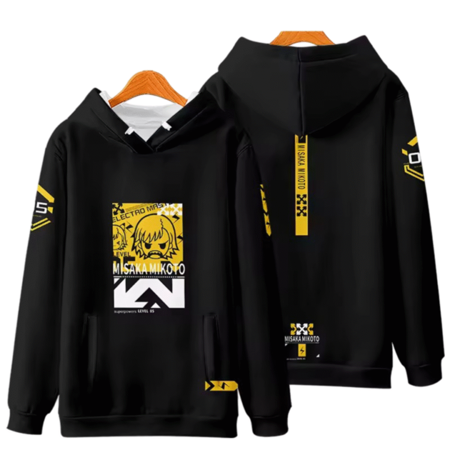 A Certain Magical Index Anime Mikoto Misaka Black Hoodie A Certain Magical Index Anime Mikoto Misaka Black Hoodie
