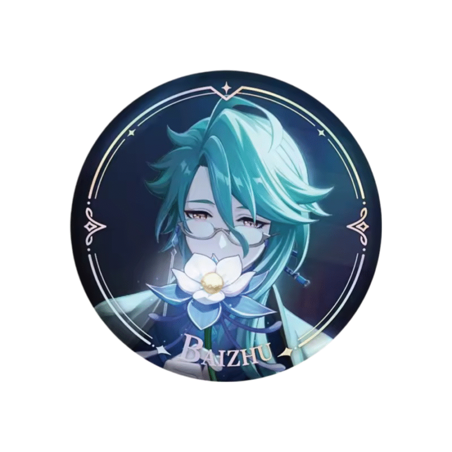 Anime Genshin Impact Baizhu Original Authentic Badge Anime Genshin Impact Baizhu Original Authentic Badge