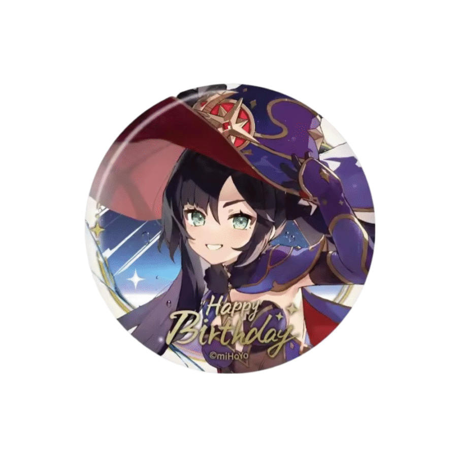 Genshin Impact Mona Anime Happy Birthday Print Badge Genshin Impact Mona Anime Happy Birthday Print Badge