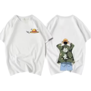 Anime One Piece Monkey D. Luffy Short Sleeve White T-Shirt