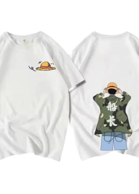 Anime One Piece Monkey D. Luffy Short Sleeve White T-Shirt