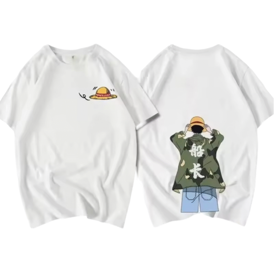 Anime One Piece Monkey D. Luffy Short Sleeve White T-Shirt Anime One Piece Monkey D. Luffy Short Sleeve White T-Shirt