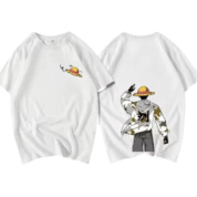 One Piece Anime Monkey D. Luffy Short Sleeve White T-Shirt