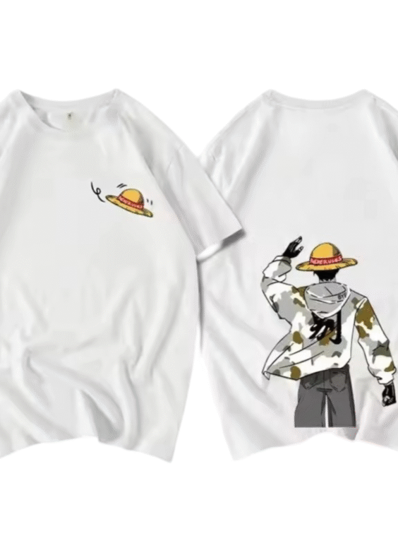 One Piece Anime Monkey D. Luffy Short Sleeve White T-Shirt