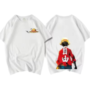 Anime One Piece Monkey D. Luffy Short Sleeve Casual White T-Shirt