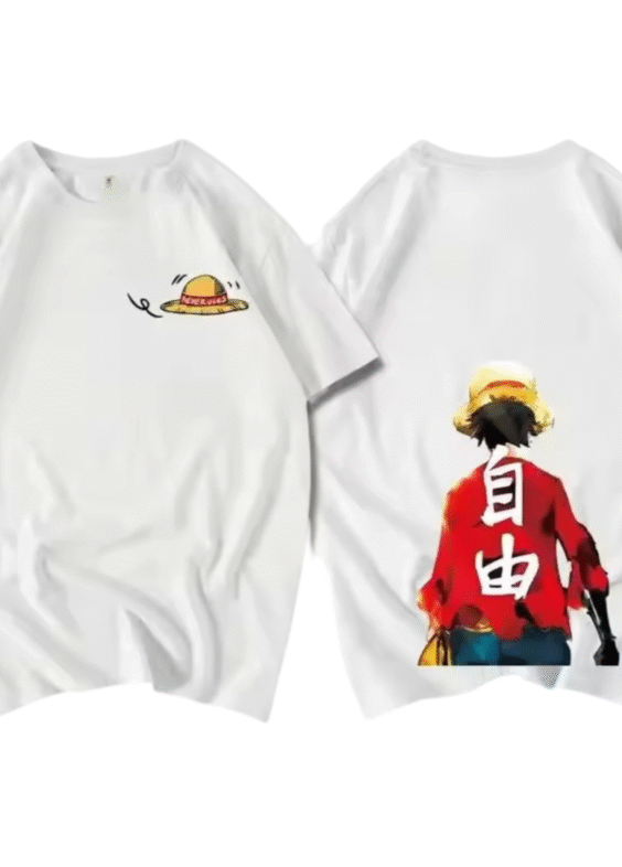 Anime One Piece Monkey D. Luffy Short Sleeve Casual White T-Shirt