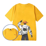 Anime One Piece Monkey D. Luffy Short Sleeve Yellow T-Shirt