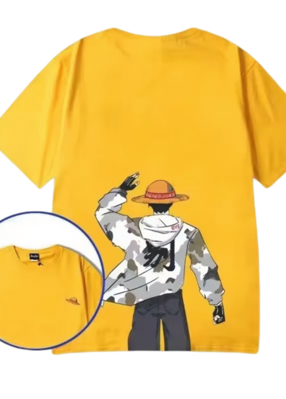 Anime One Piece Monkey D. Luffy Short Sleeve Yellow T-Shirt