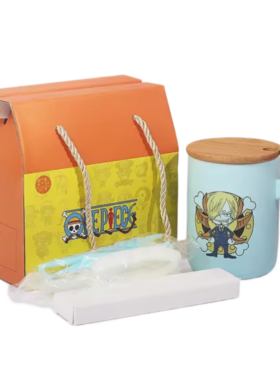 Anime One Piece Sanji Ceramic Mug With Lid Spoon