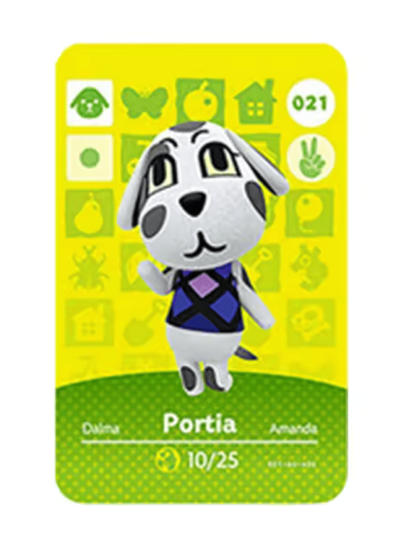 Anime Animal Crossing Portia Amiibo Card