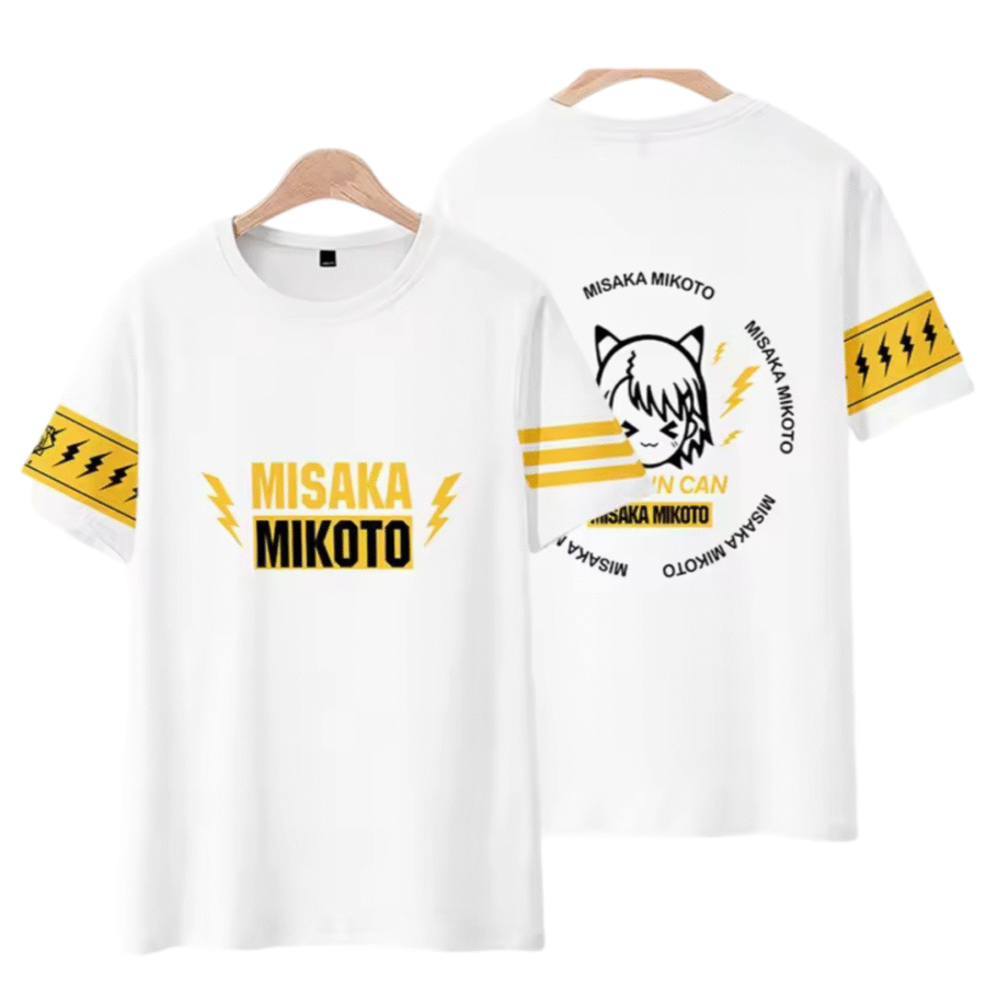 Anime A Certain Magical Index Mikoto Misaka Casual White T-Shirt Anime A Certain Magical Index Mikoto Misaka Casual White T-Shirt