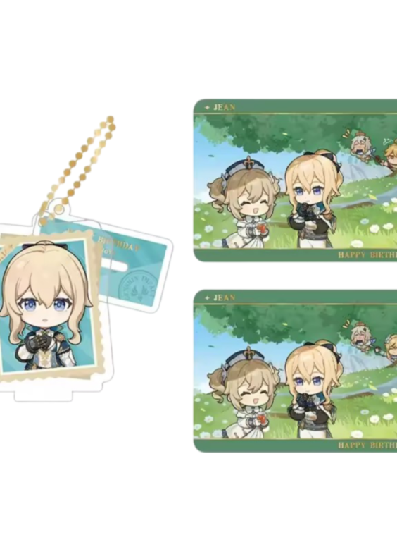 Anime Genshin Impact Jean Acrylic Stand And Collection Card Set