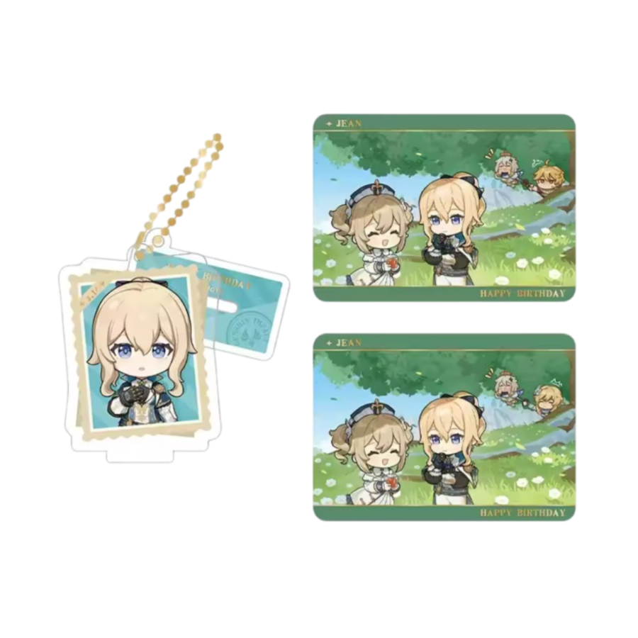 Anime Genshin Impact Jean Acrylic Stand And Collection Card Set