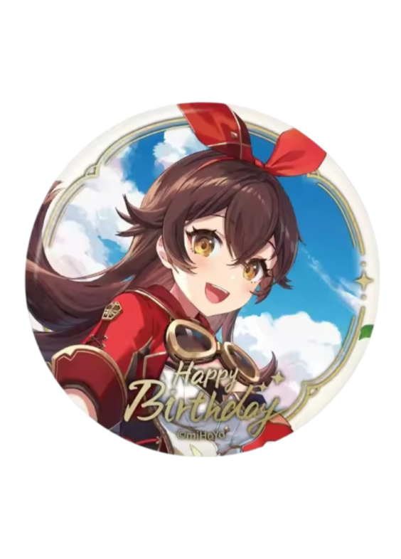 Anime Genshin Impact Amber Happy Birthday Print Badge