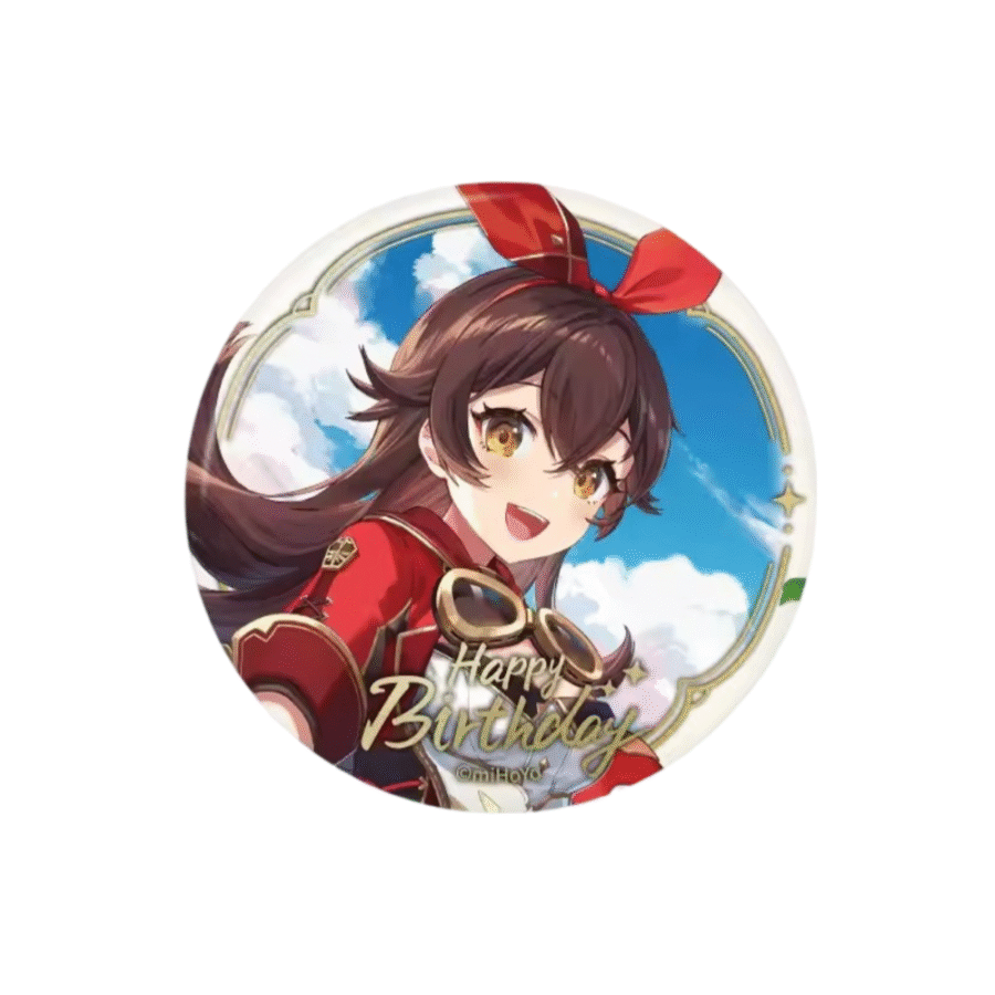 Anime Genshin Impact Amber Happy Birthday Print Badge Anime Genshin Impact Amber Happy Birthday Print Badge