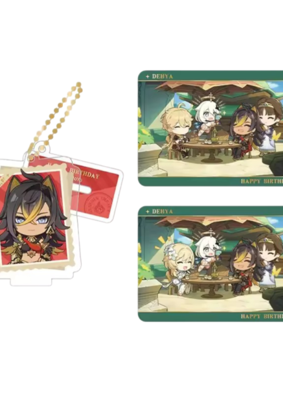 Anime Genshin Impact Dehya Acrylic Stand And Collection Card Set