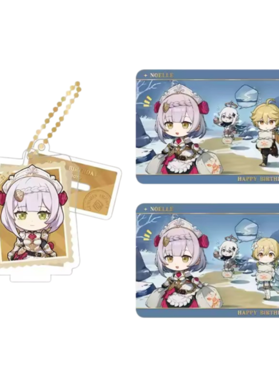 Anime Genshin Impact Noelle Acrylic Stand And Collection Card Set