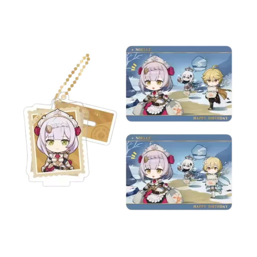Anime Genshin Impact Noelle Acrylic Stand And Collection Card Set