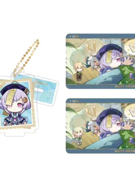 Anime Genshin Impact Qiqi Acrylic Stand And Collection Card Set
