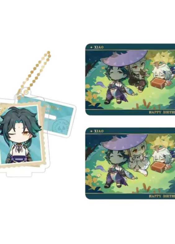 Anime Genshin Impact Xiao Acrylic Stand And Collection Card Set