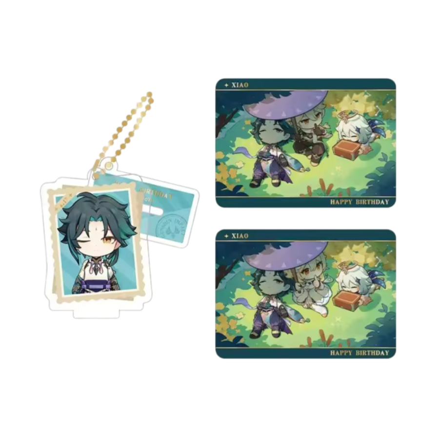 Anime Genshin Impact Xiao Acrylic Stand And Collection Card Set