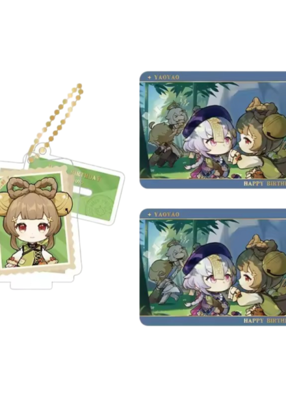 Anime Genshin Impact Yaoyao Acrylic Stand And Collection Card Set