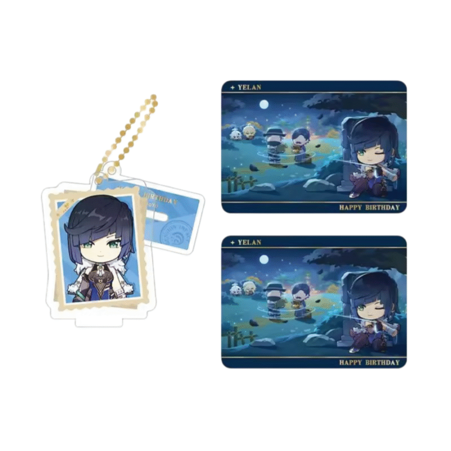 Anime Genshin Impact Yelan Acrylic Stand And Collection Card Set Anime Genshin Impact Yelan Acrylic Stand And Collection Card Set