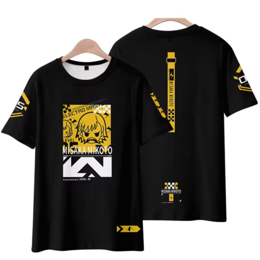 Anime A Certain Magical Index Mikoto Misaka Black T-Shirt Anime A Certain Magical Index Mikoto Misaka Black T-Shirt