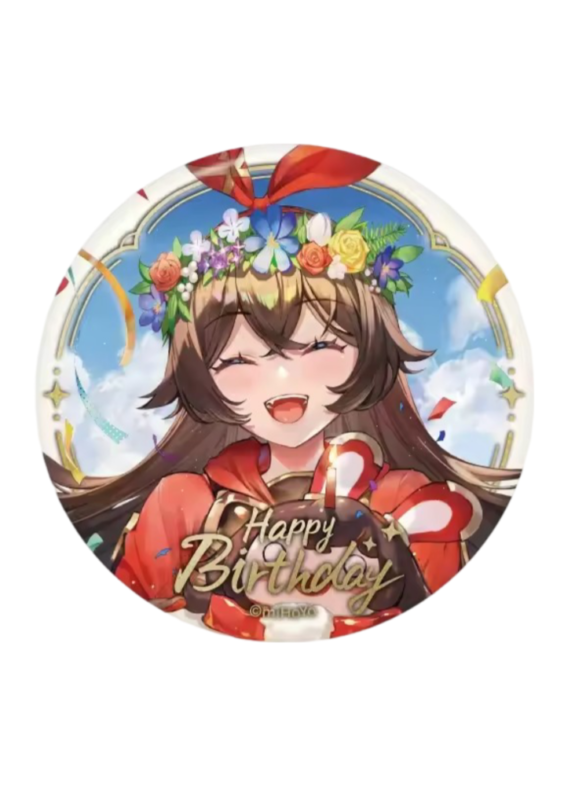 Genshin Impact Amber Anime Happy Birthday Print Badge