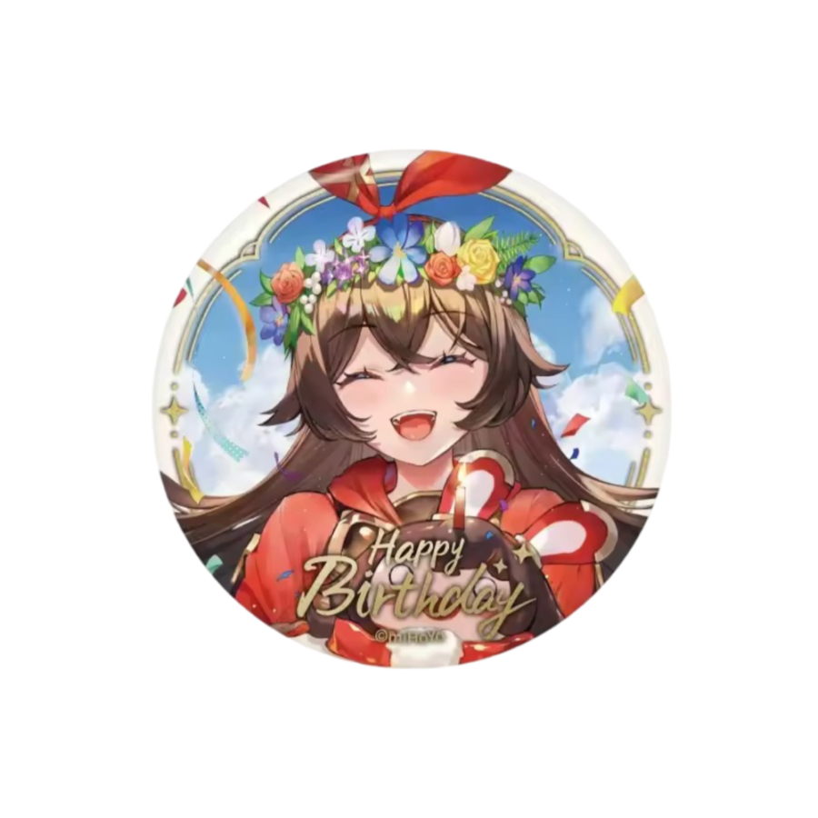 Genshin Impact Amber Anime Happy Birthday Print Badge