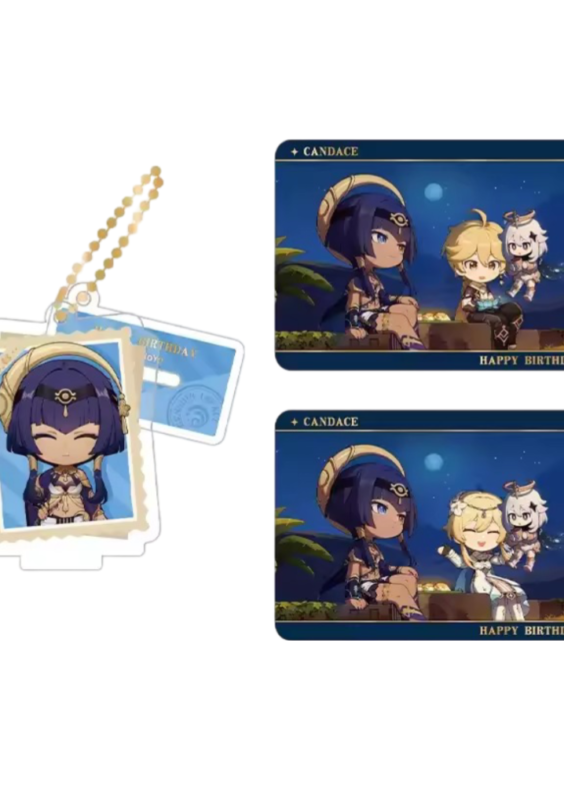 Anime Genshin Impact Candace Acrylic Stand And Collection Card Set