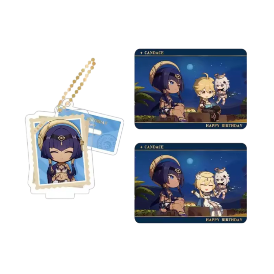 Anime Genshin Impact Candace Acrylic Stand And Collection Card Set