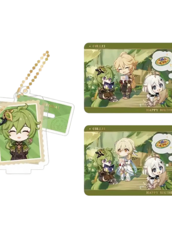 Anime Genshin Impact Collei Acrylic Stand And Collection Card Set